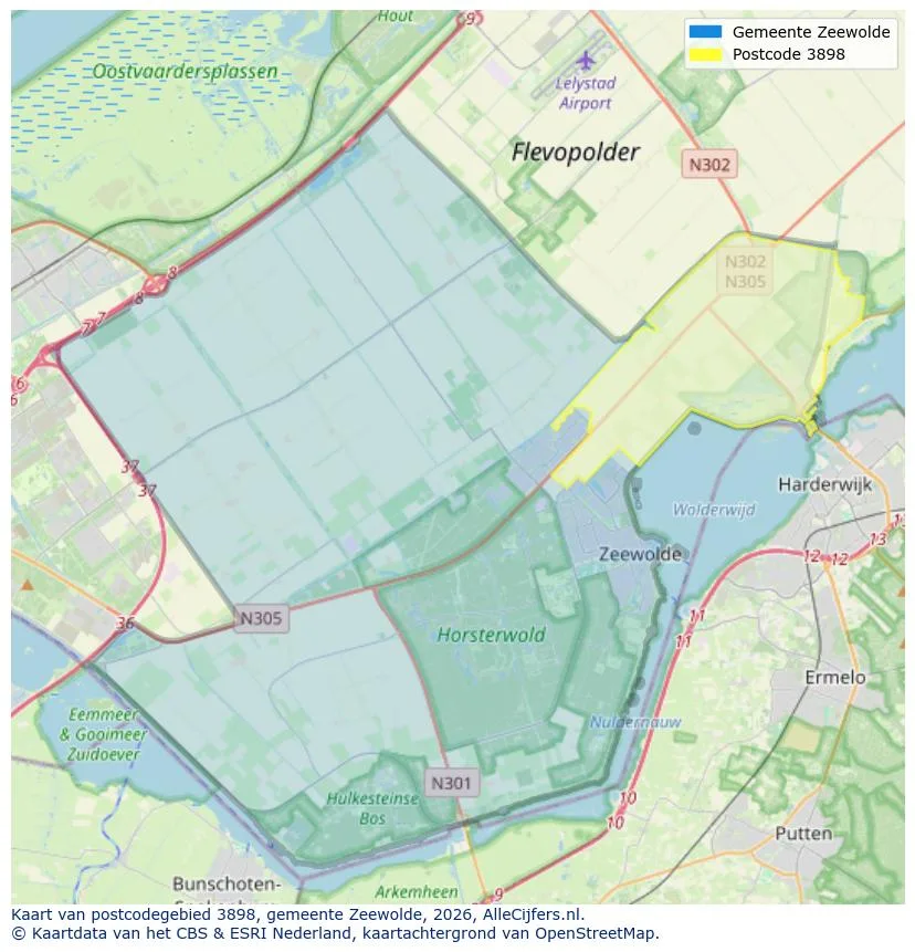 Postcodekaart voor 3898