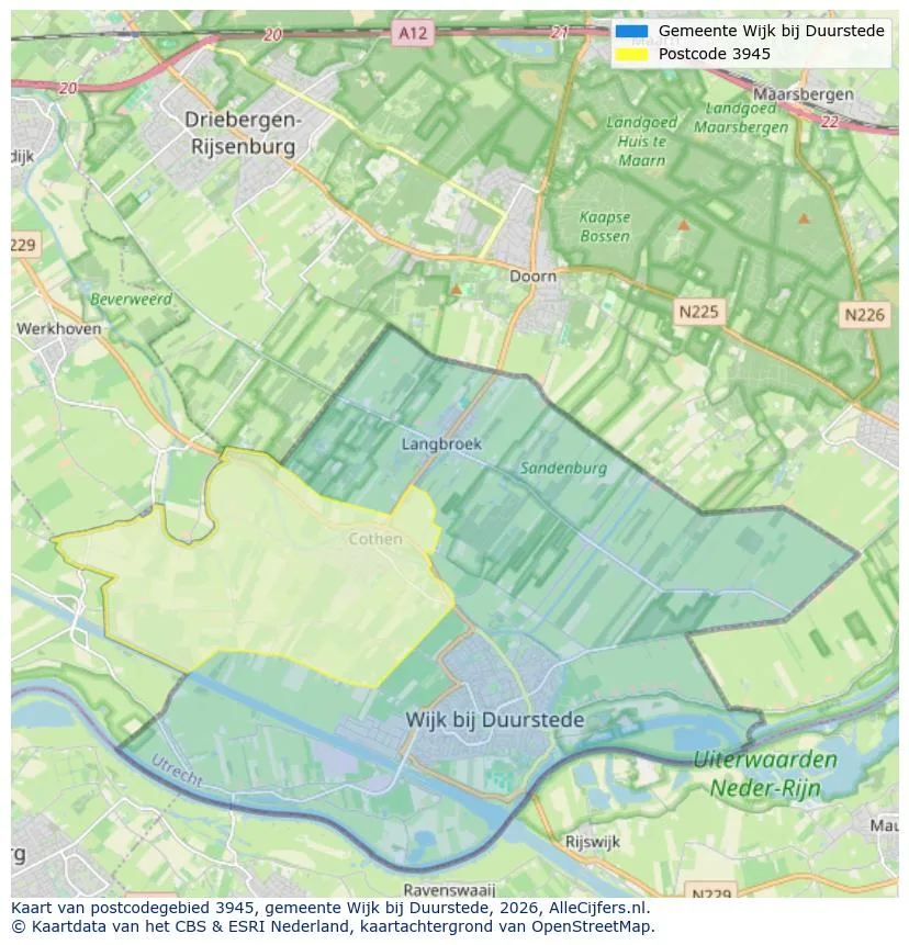 Postcodekaart voor 3945