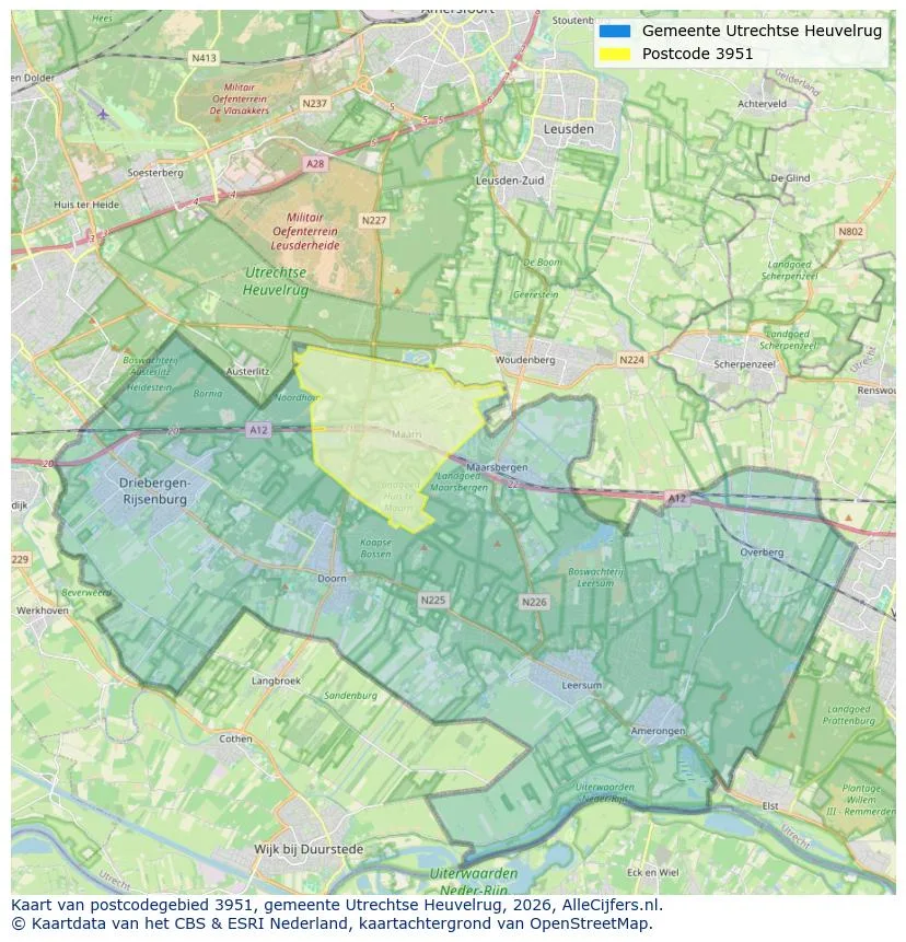 Postcodekaart voor 3951
