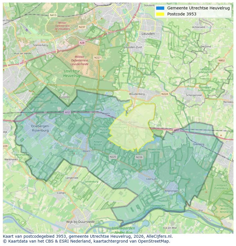 Postcodekaart voor 3953