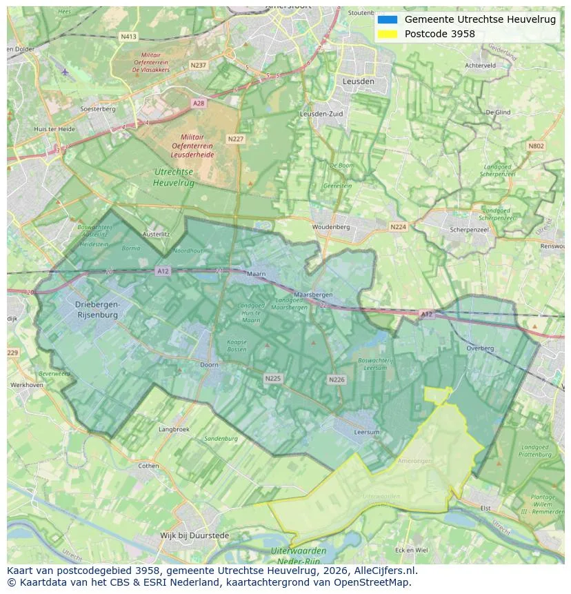 Postcodekaart voor 3958