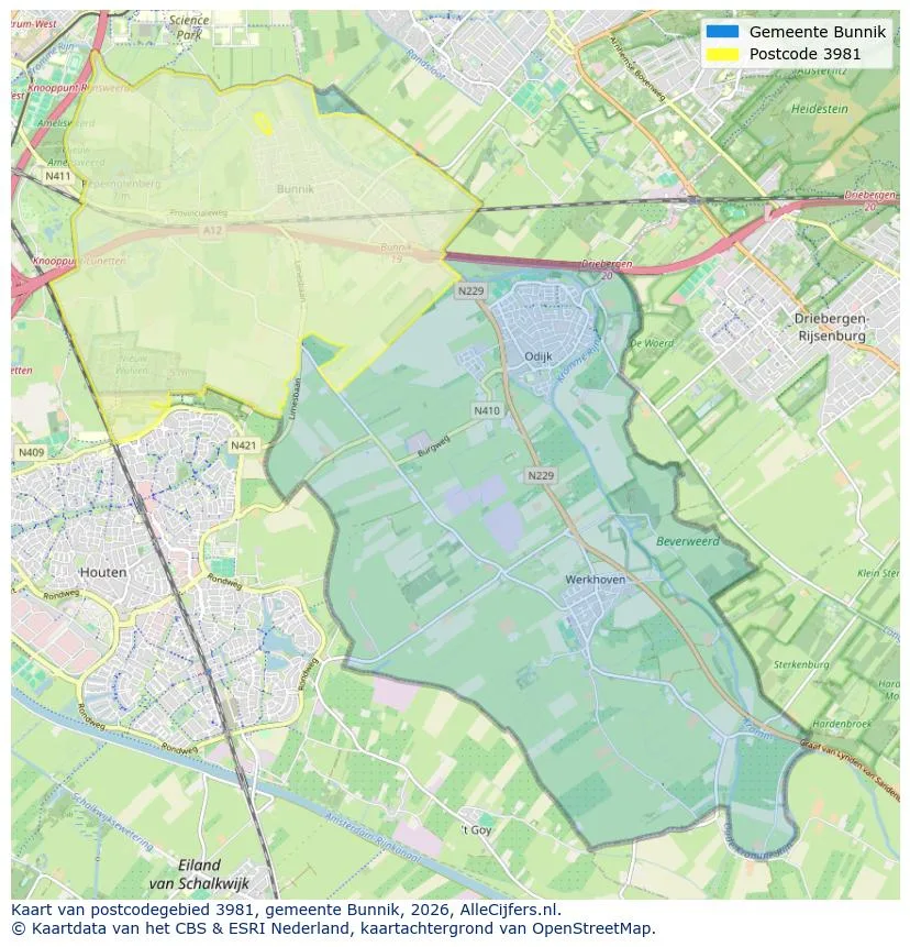 Postcodekaart voor 3981