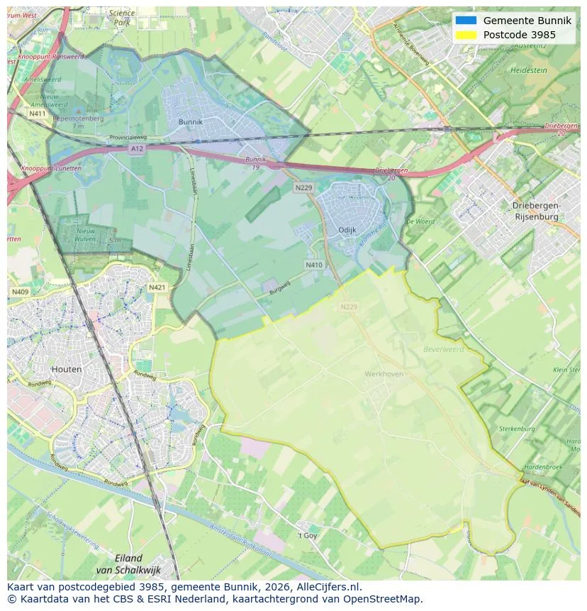 Postcodekaart voor 3985