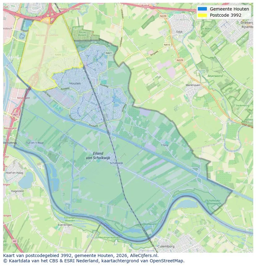 Mapa de códigos postales para 3992