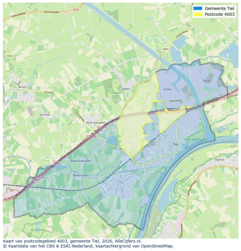Postcodekaart voor 4003