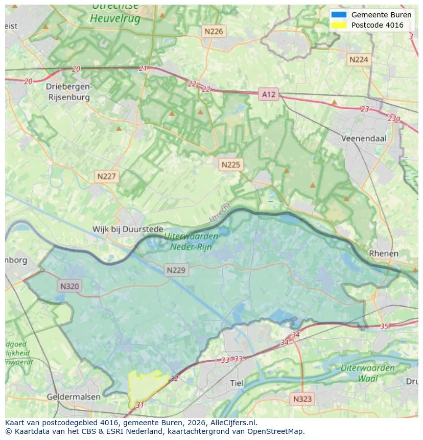 Postcodekaart voor 4016