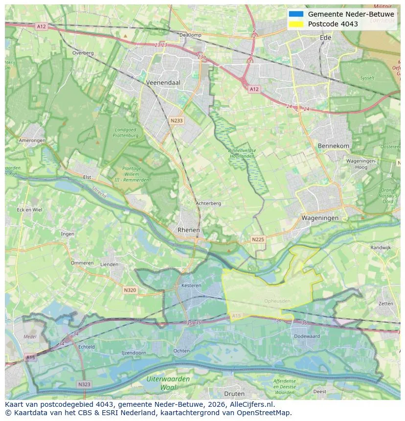 Mapa de códigos postales para 4043