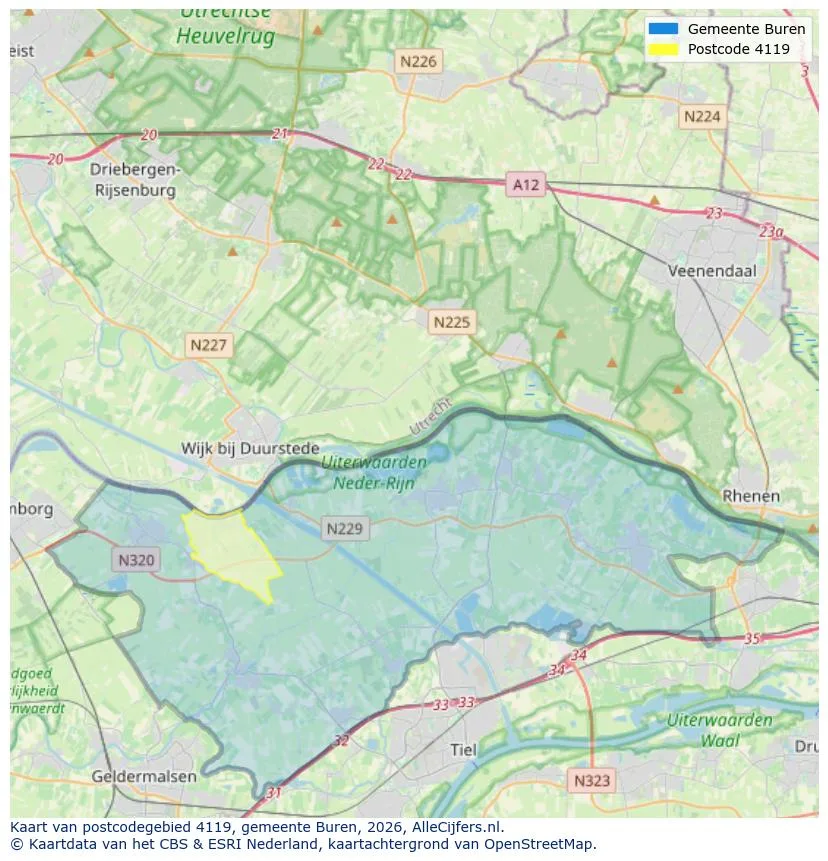 Postcodekaart voor 4119