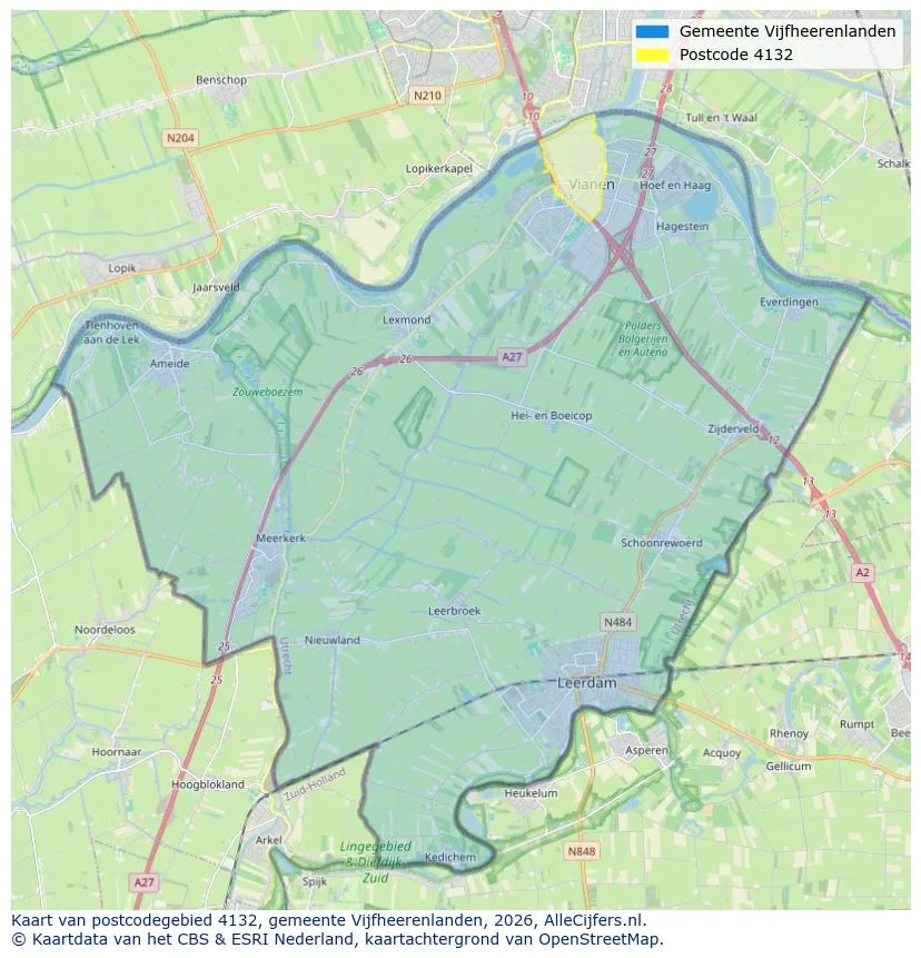 Postcodekaart voor 4132