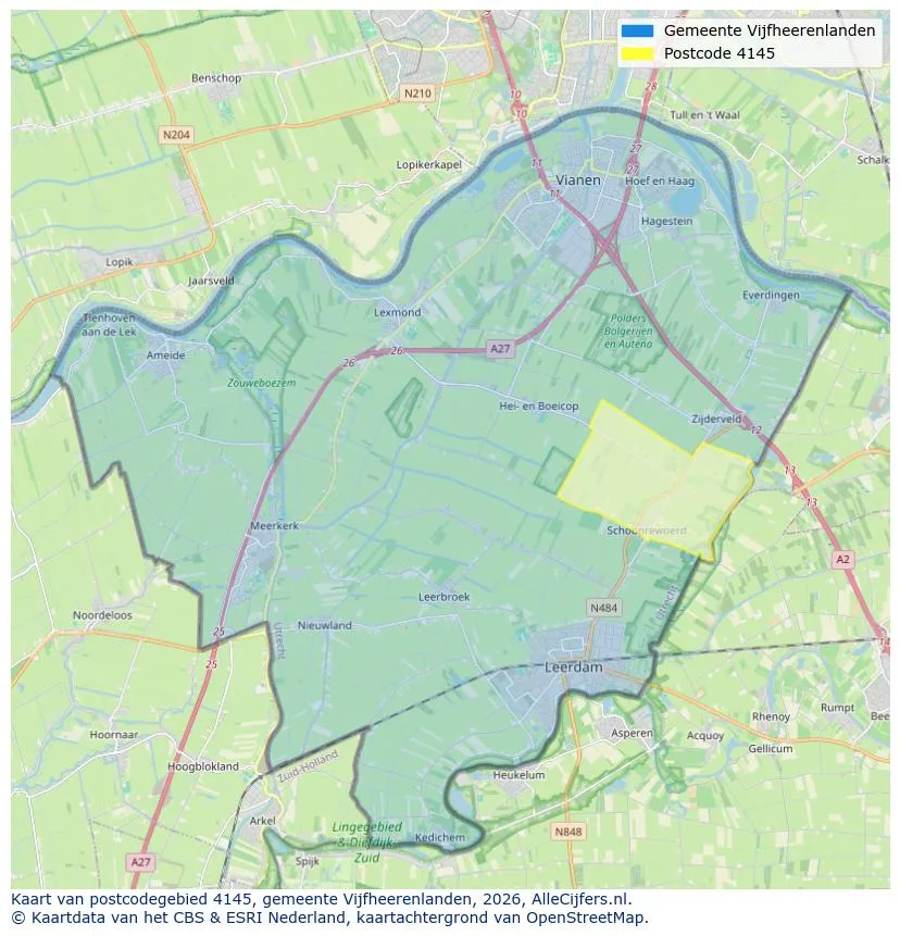 Postcodekaart voor 4145