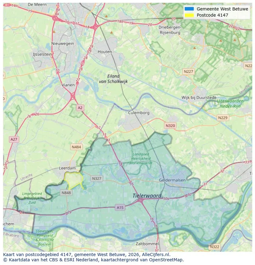 Postcodekaart voor 4147