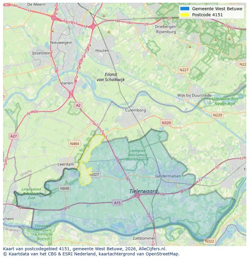Mapa de códigos postales para 4151