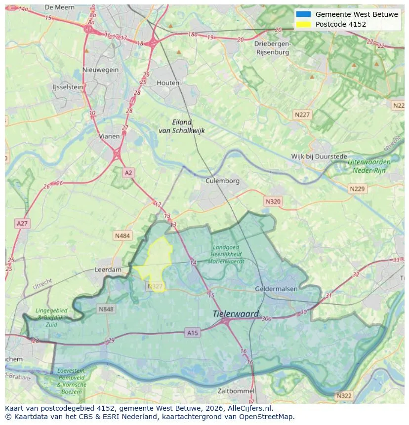 Postcodekaart voor 4152
