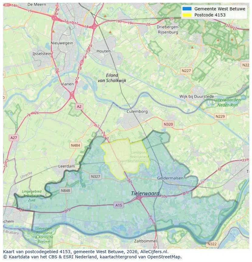 Mapa de códigos postales para 4153
