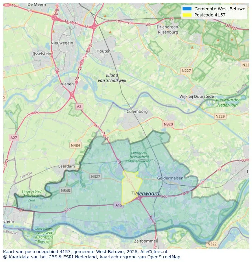 Postcodekaart voor 4157