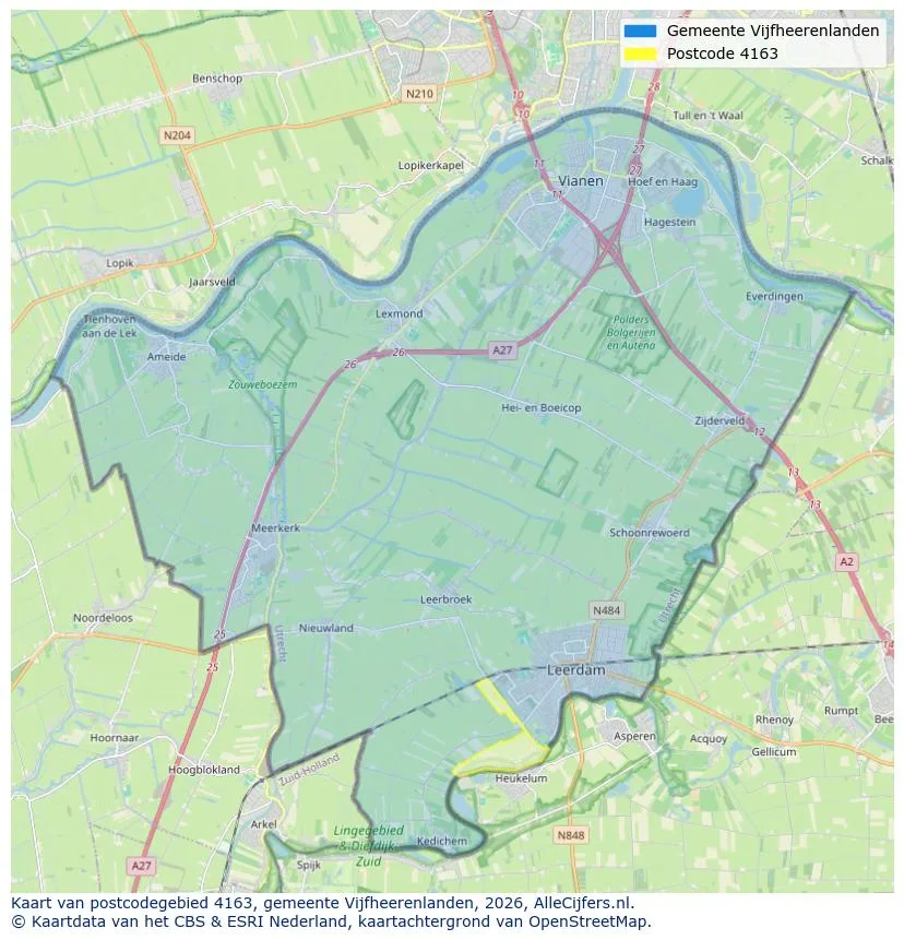 Postcodekaart voor 4163