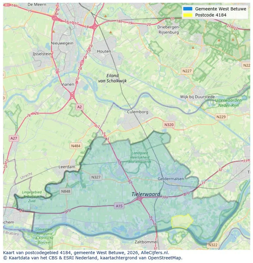 Postcodekaart voor 4184