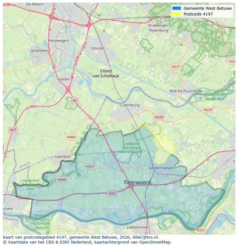 Postcodekaart voor 4197