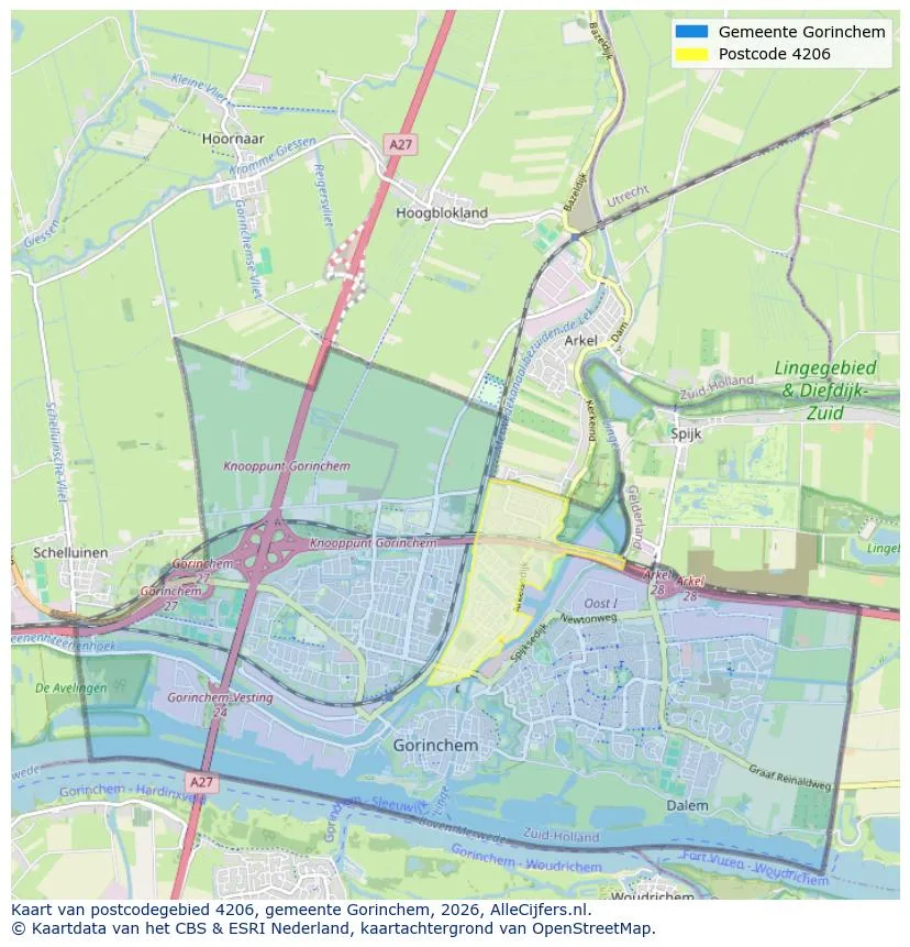 Postcodekaart voor 4206