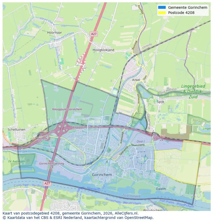 Postcodekaart voor 4208