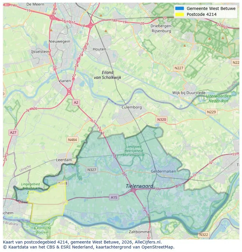 Postcodekaart voor 4214