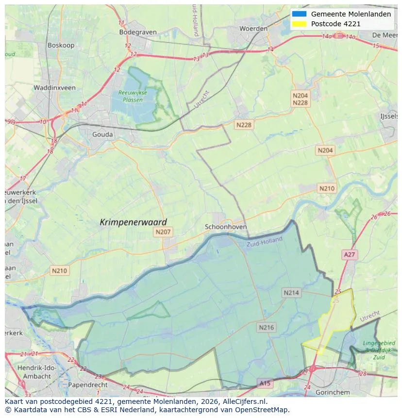 Postcodekaart voor 4221