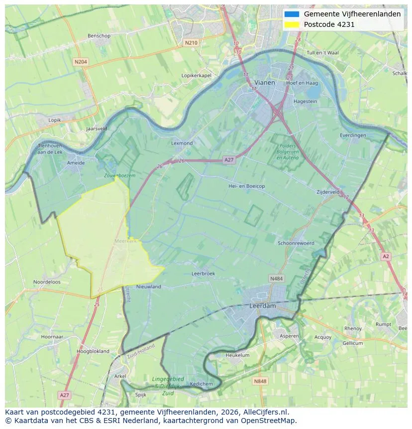 Postcodekaart voor 4231