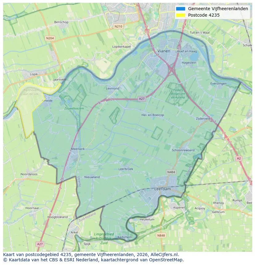 Postcodekaart voor 4235
