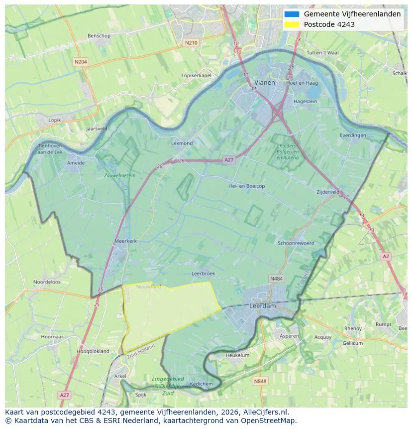 Postcodekaart voor 4243