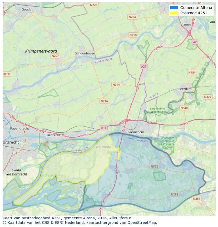 Postcodekaart voor 4251
