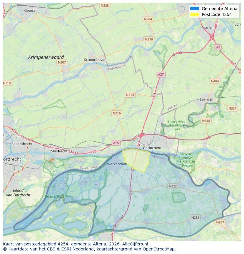 Postcodekaart voor 4254