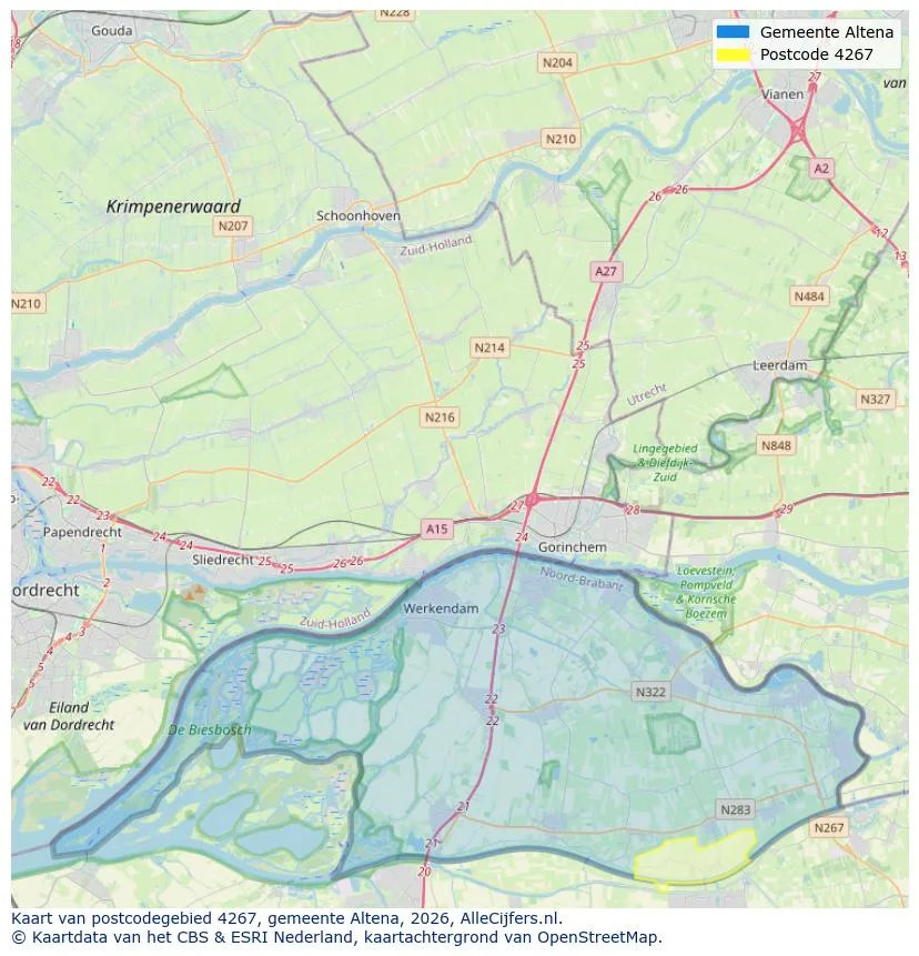Postcodekaart voor 4267