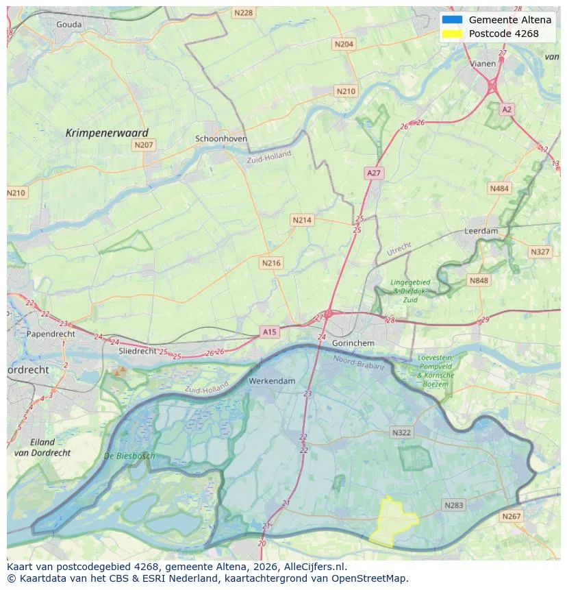 Postcodekaart voor 4268