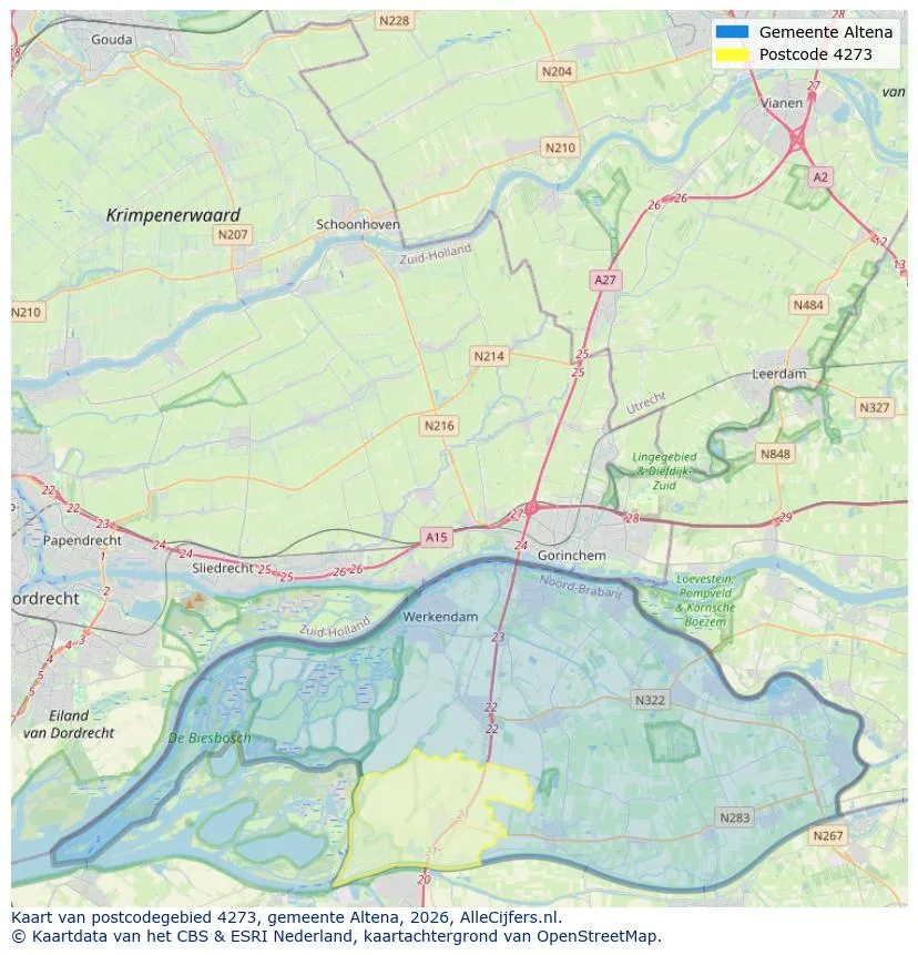 Mapa de códigos postales para 4273