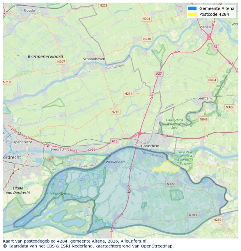Postcodekaart voor 4284
