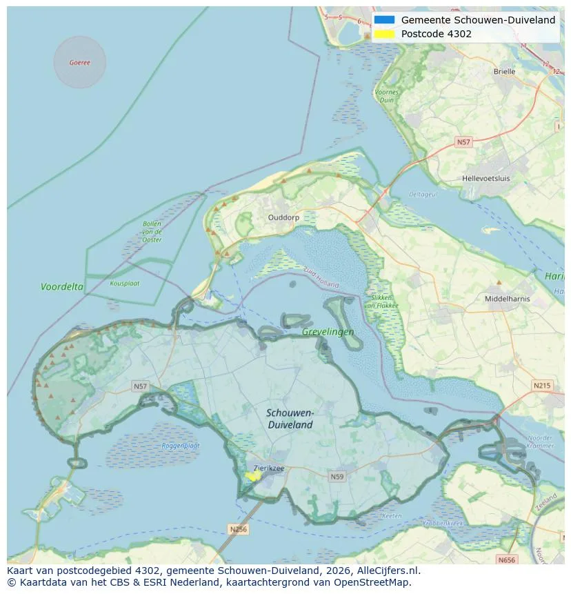 Postcodekaart voor 4302