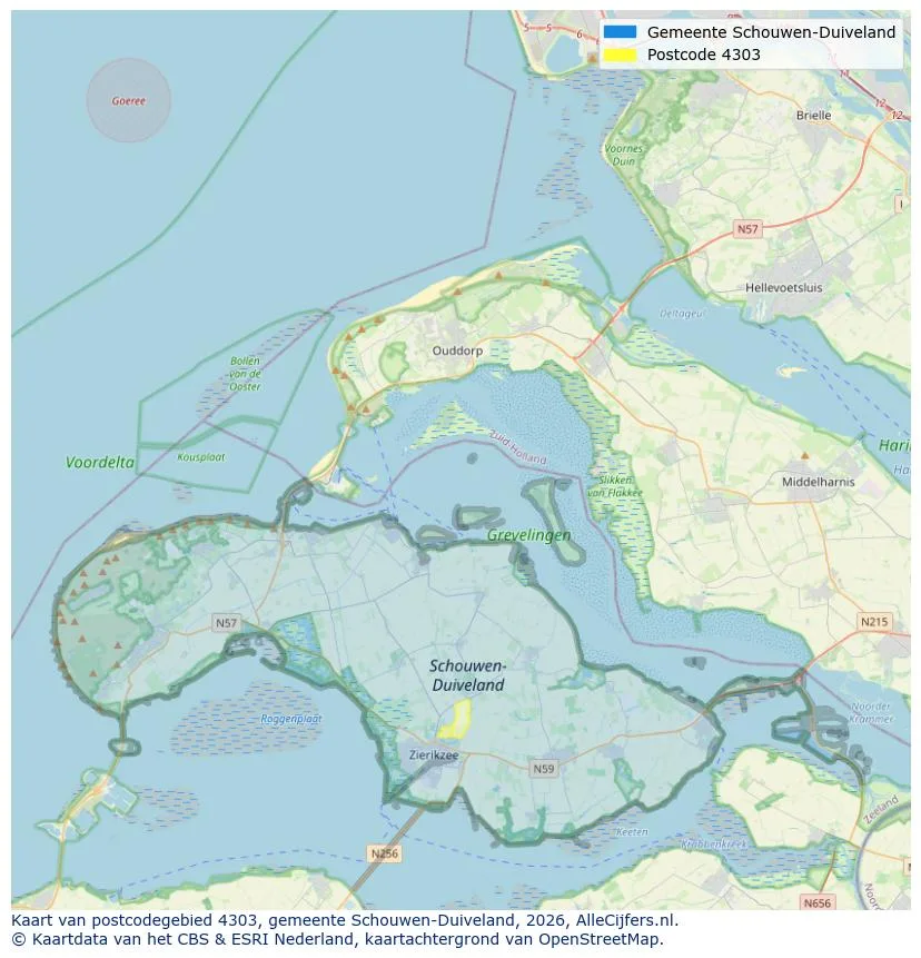 Postcodekaart voor 4303
