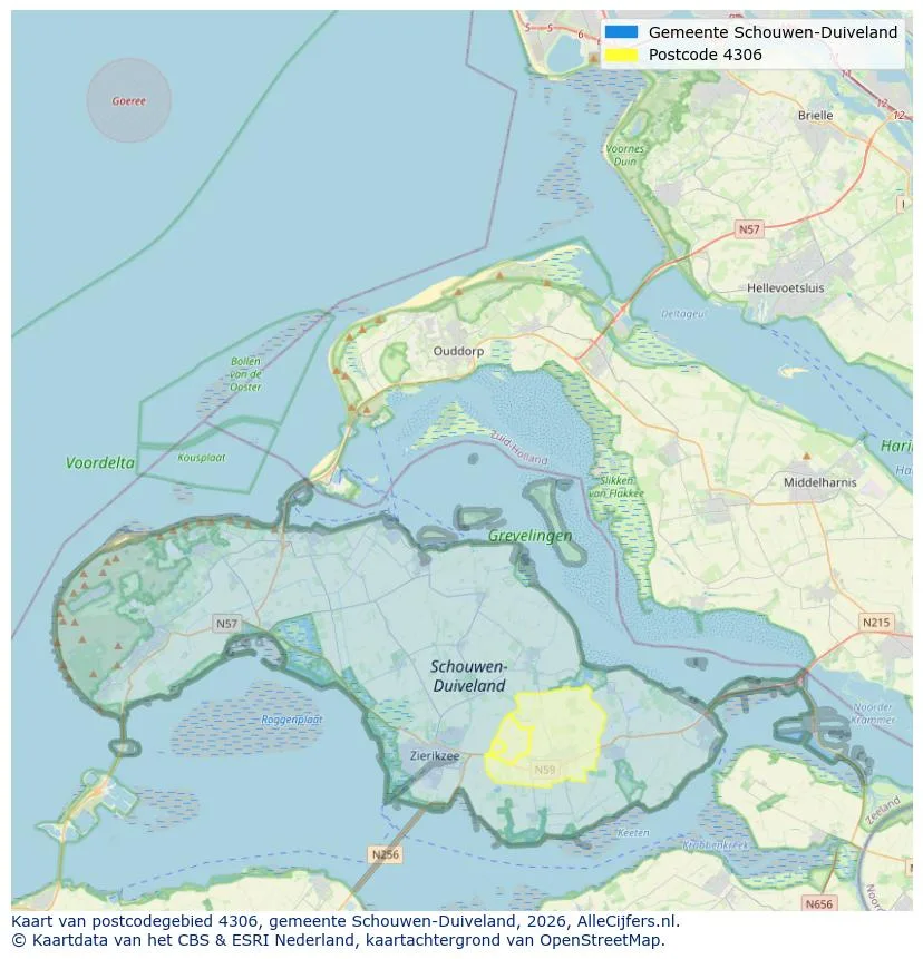 Postcodekaart voor 4306