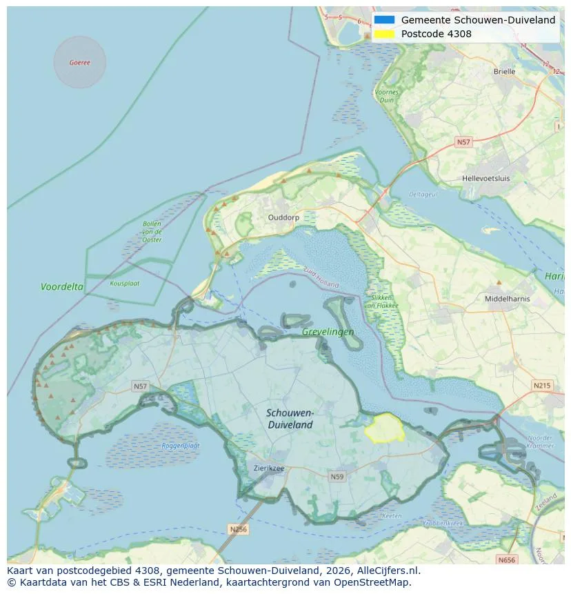 Postcodekaart voor 4308