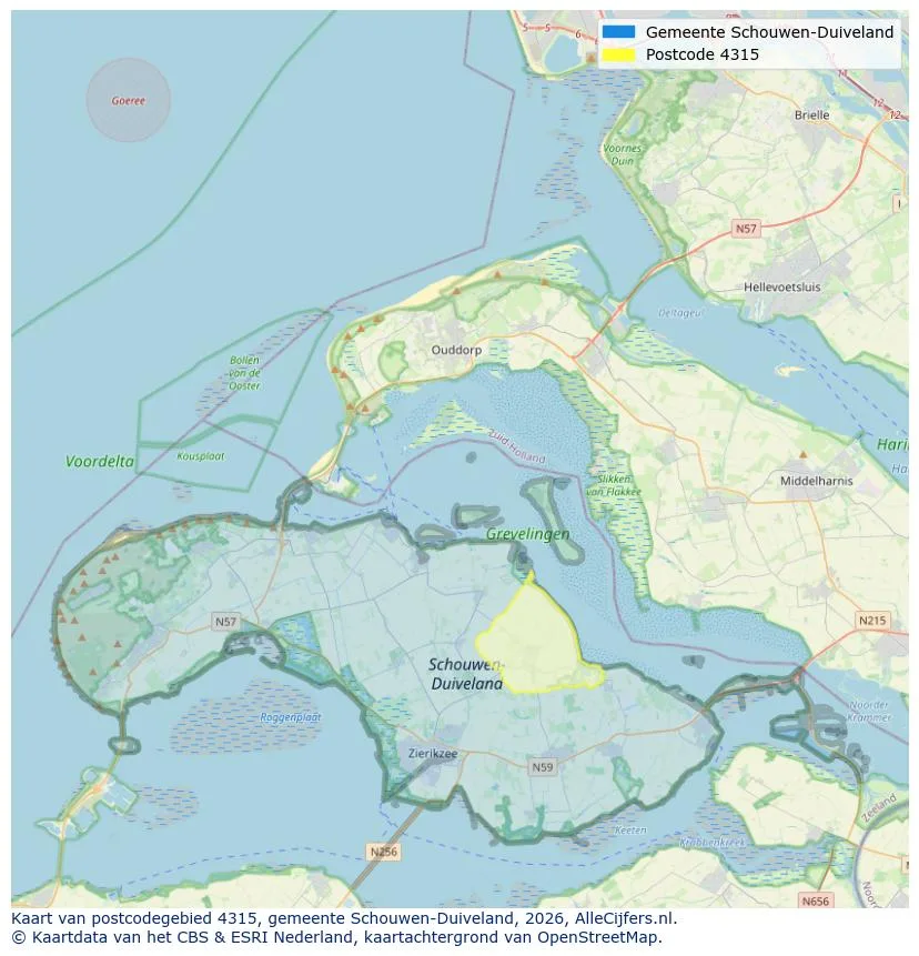 Postcodekaart voor 4315