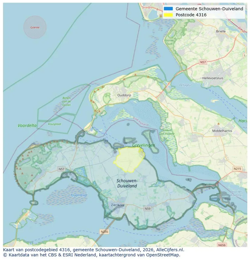 Postcodekaart voor 4316