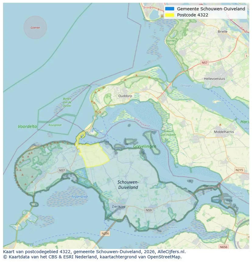 Postcodekaart voor 4322