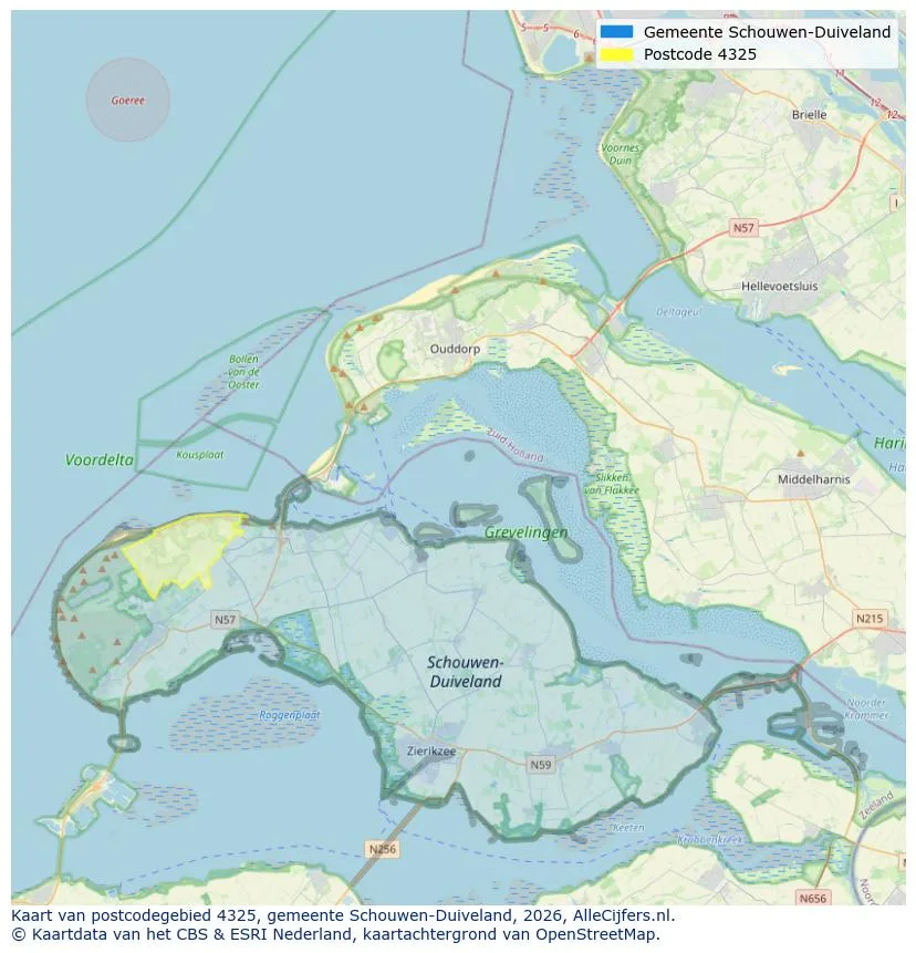 Postcodekaart voor 4325