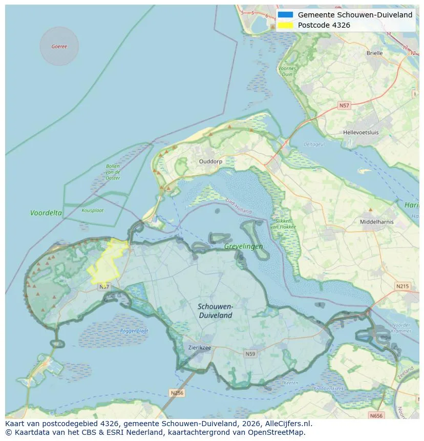 Postcodekaart voor 4326