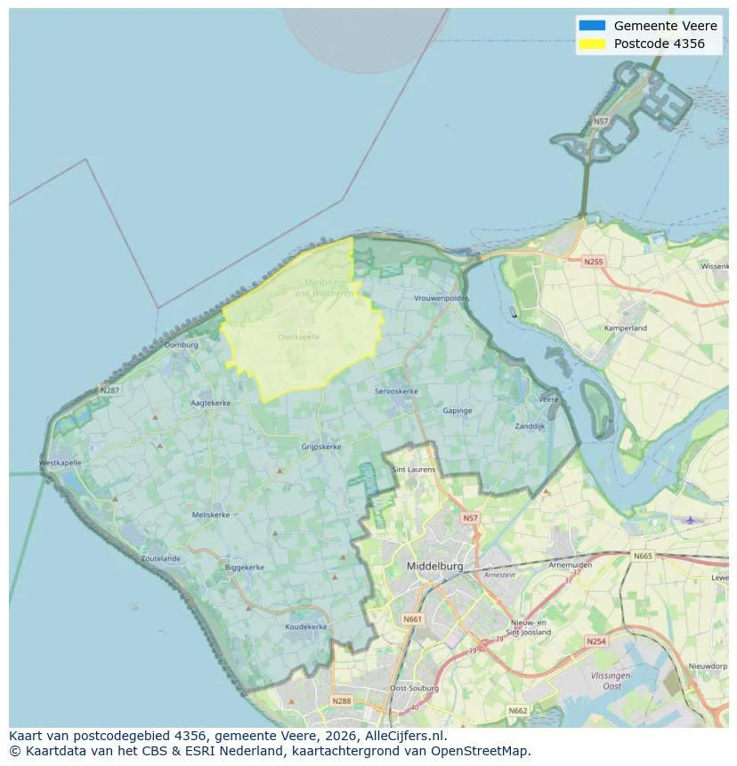 Postcodekaart voor 4356