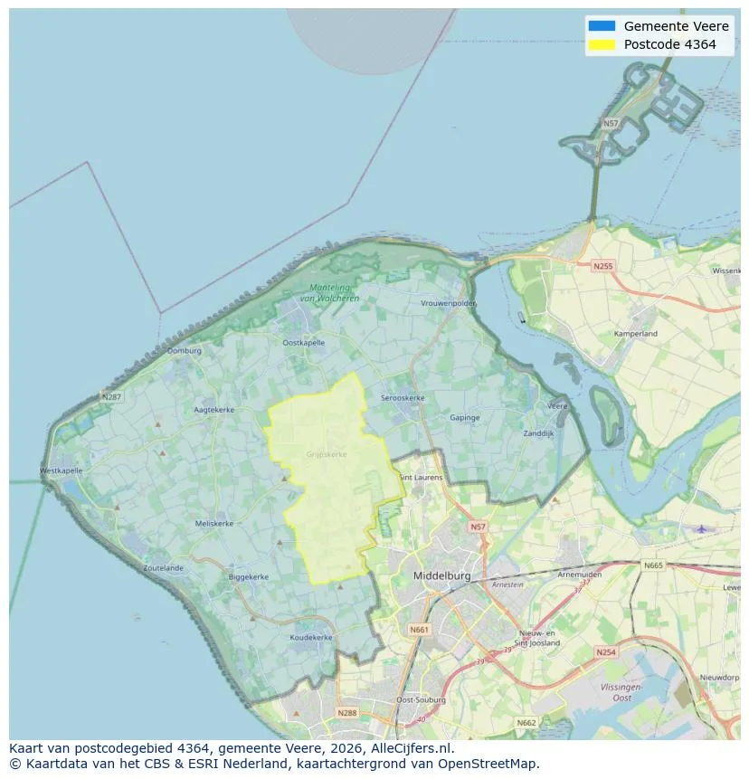 Postcodekaart voor 4364