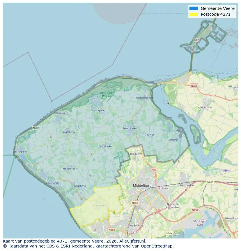 Mapa de códigos postales para 4371