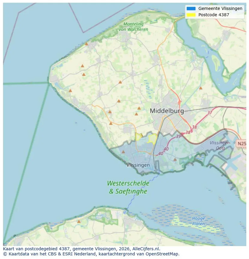 Postcodekaart voor 4387