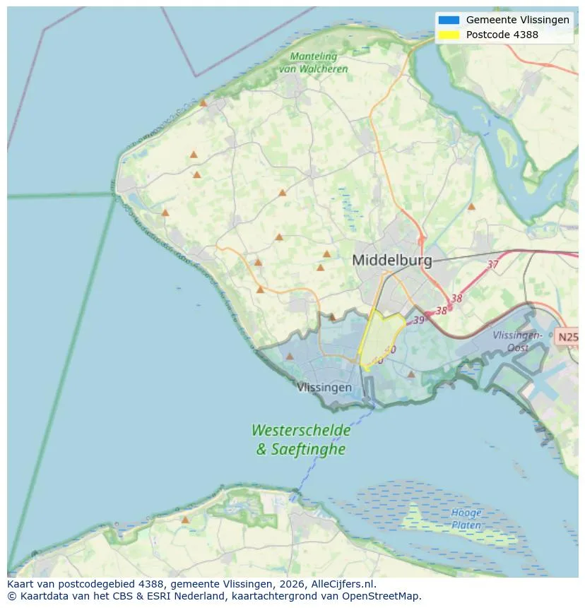 Postcodekaart voor 4388