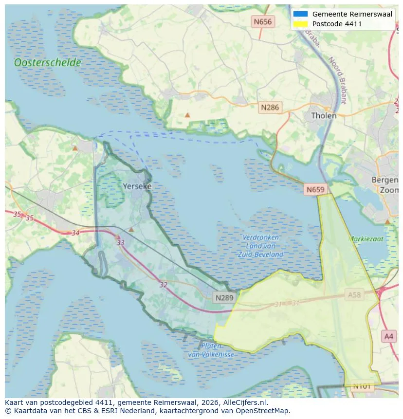 Mapa de códigos postales para 4411
